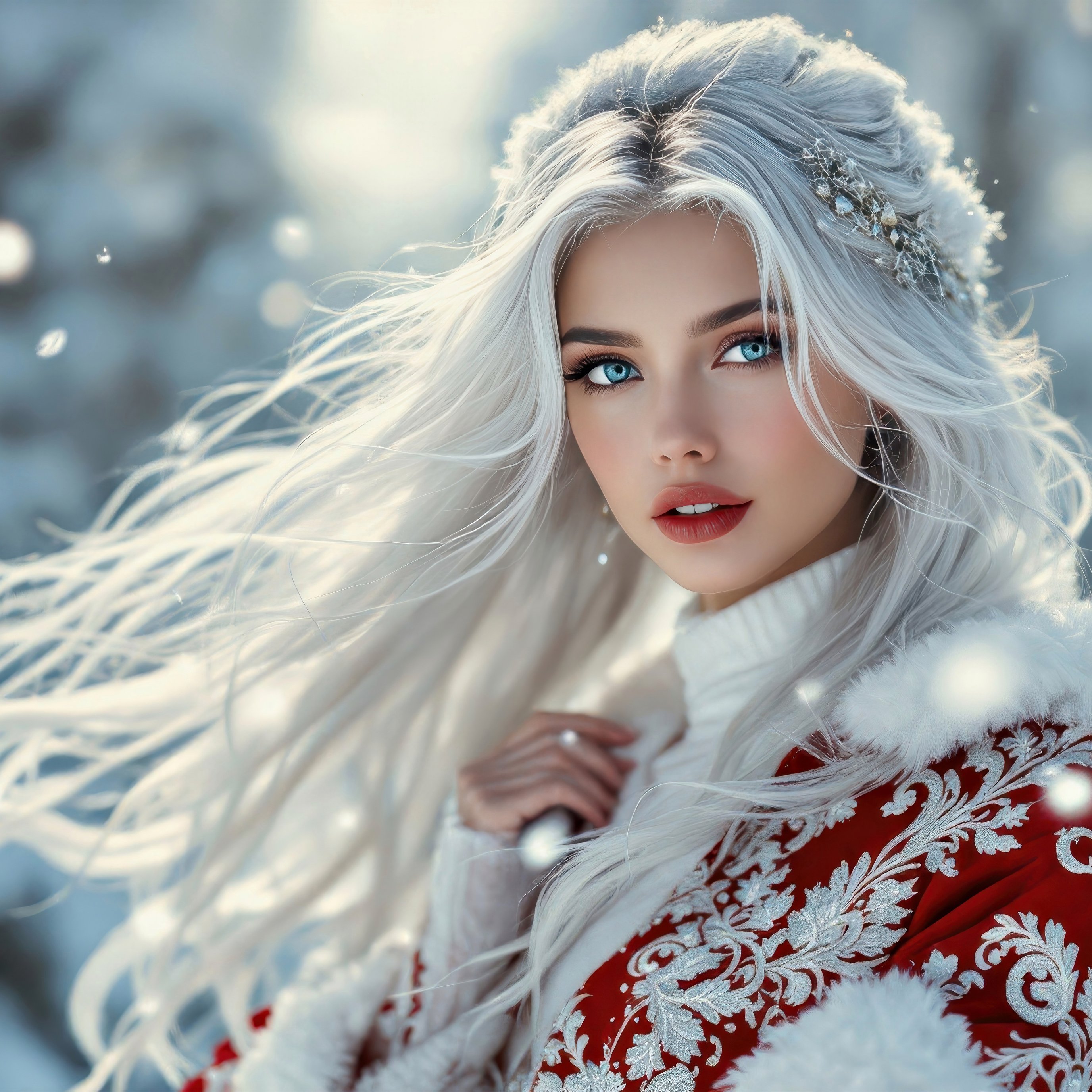 Blonde with a winter suit - Wallpapers for iPad Pro 13″ in 2752x2752 resolution