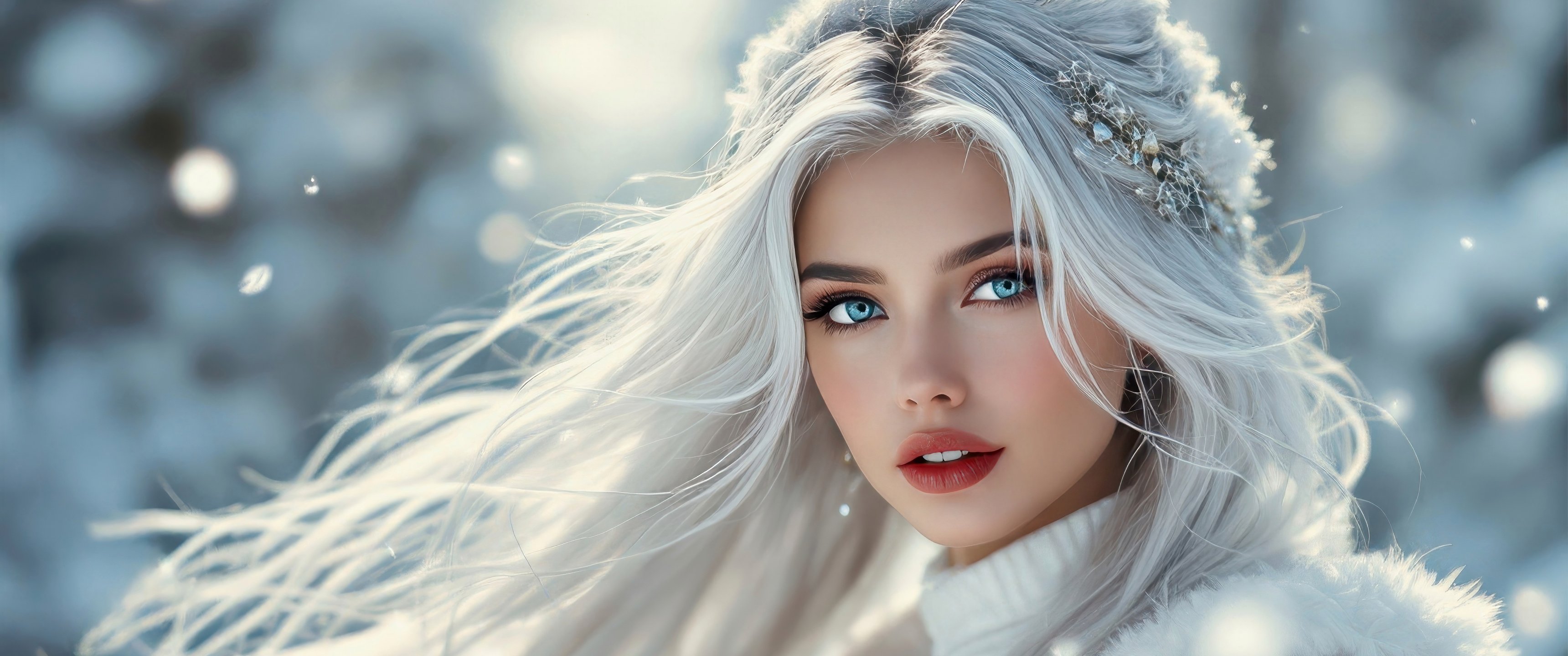 Blonde with a winter suit - UltraWide 21:9 wallpapers in 3440x1440 resolution