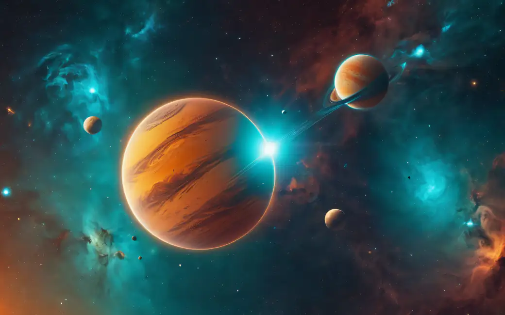 Bright orange planets — desktop and phone wallpaper, free download