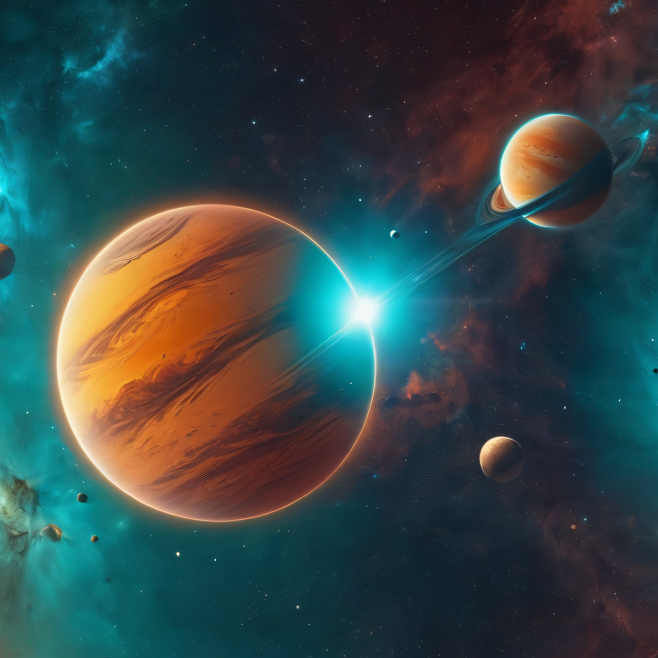 Bright orange planets - Wallpapers for Samsung Galaxy Tab S9 FE+/Tab S11, Xiaomi Pad 5, Redmi Pad 2 Pro, POCO Pad in 2560x2560 resolution