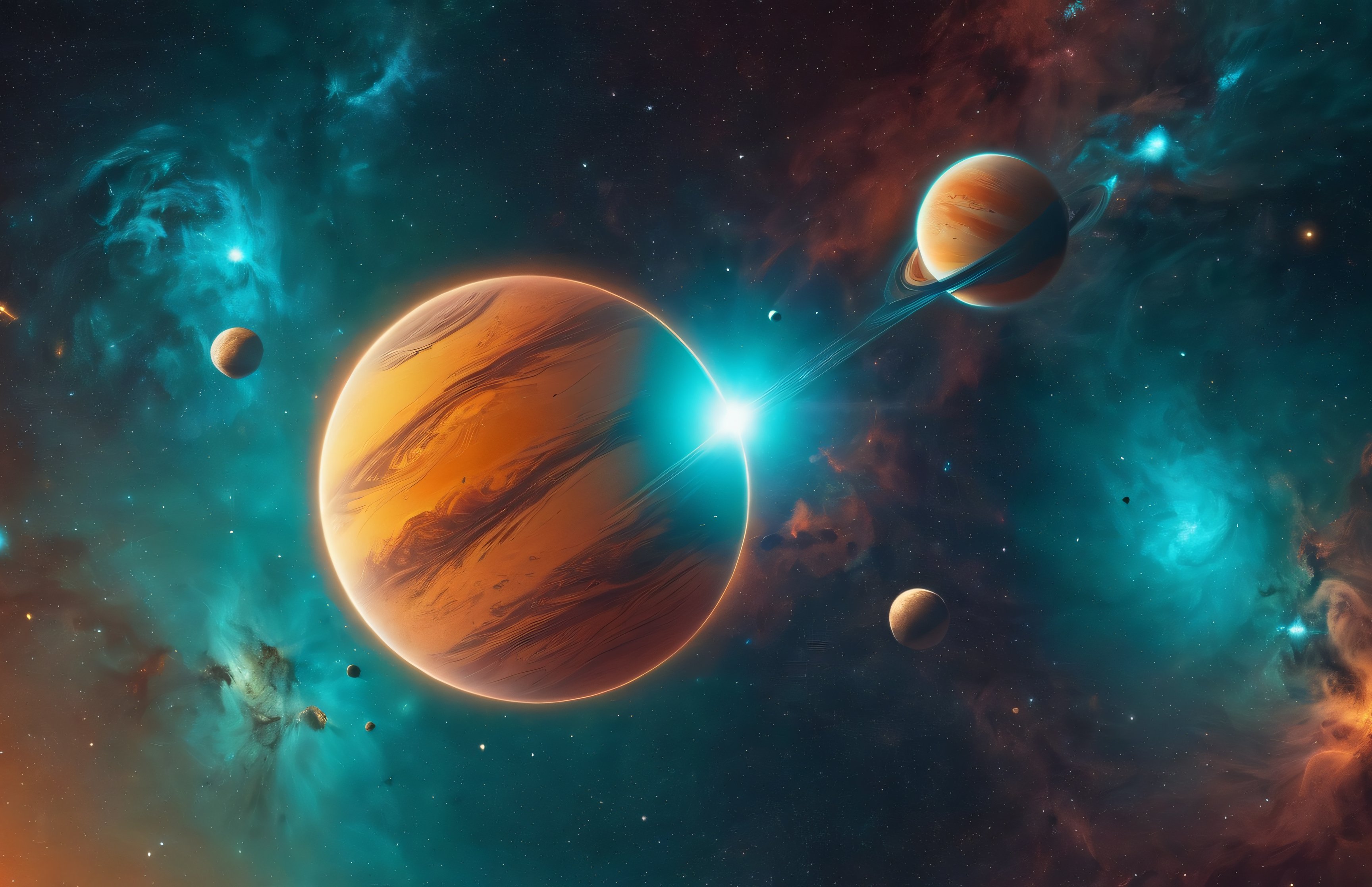 Bright orange planets - Wallpapers for Apple MacBook 16.2″ in 3456x2234 resolution