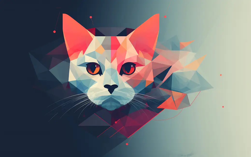 Low poly cat — desktop and phone wallpaper, free download