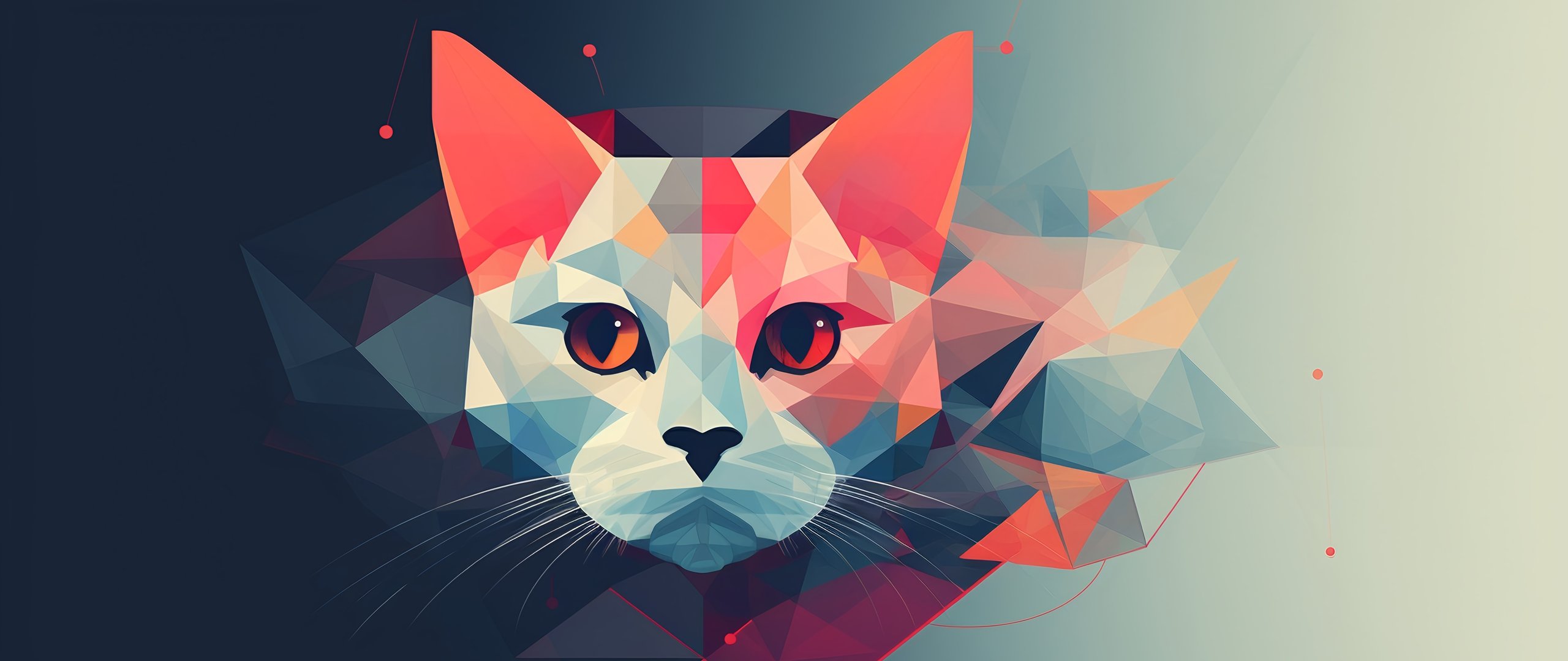 Low poly кот - UltraWide 21:9 обои в разрешении 2560x1080