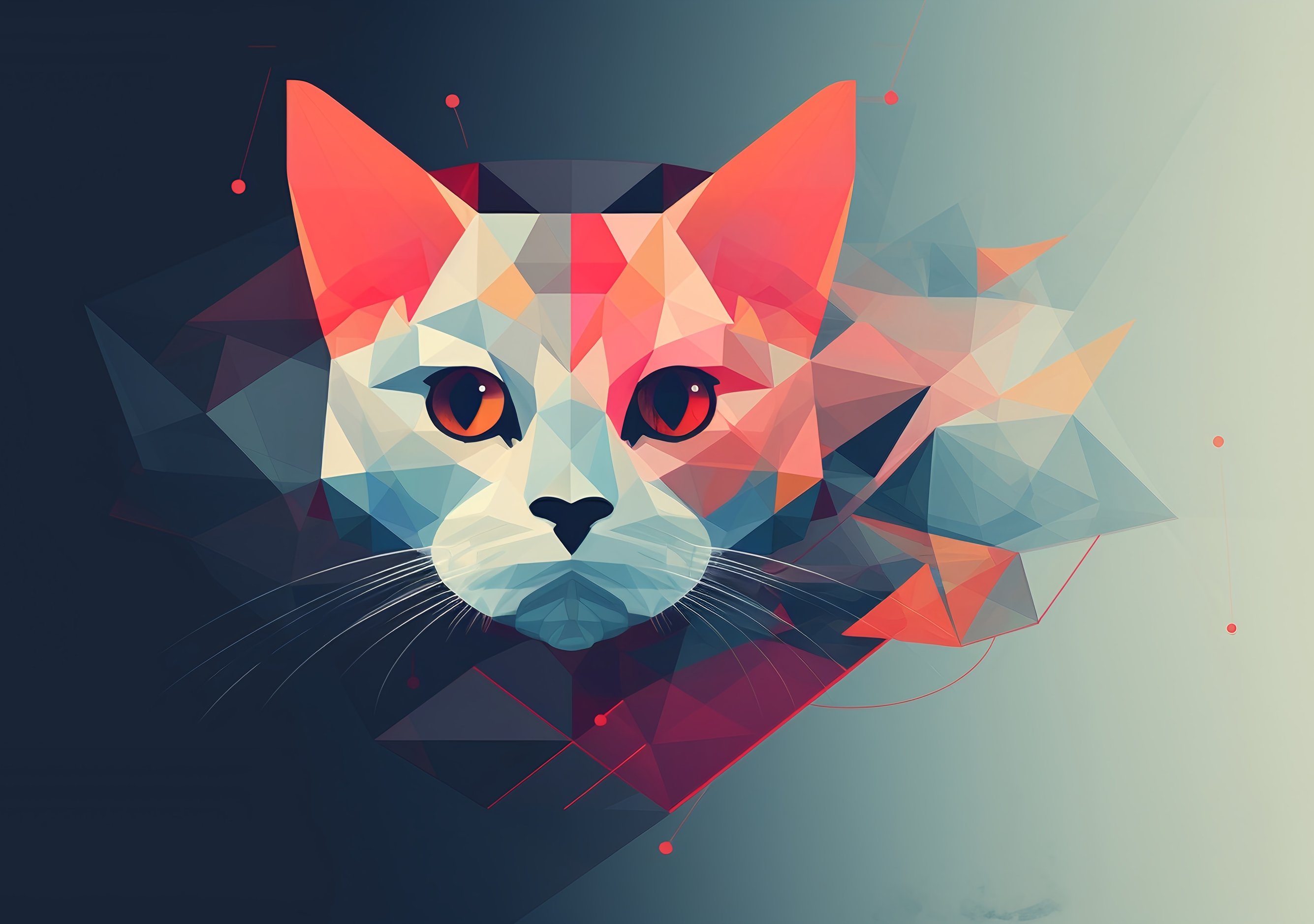 Low poly кот - Обои для iPhone Duo в разрешении 2670x1878