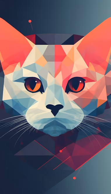 Обои иллюстрации: кошка, low poly, усы, глаза