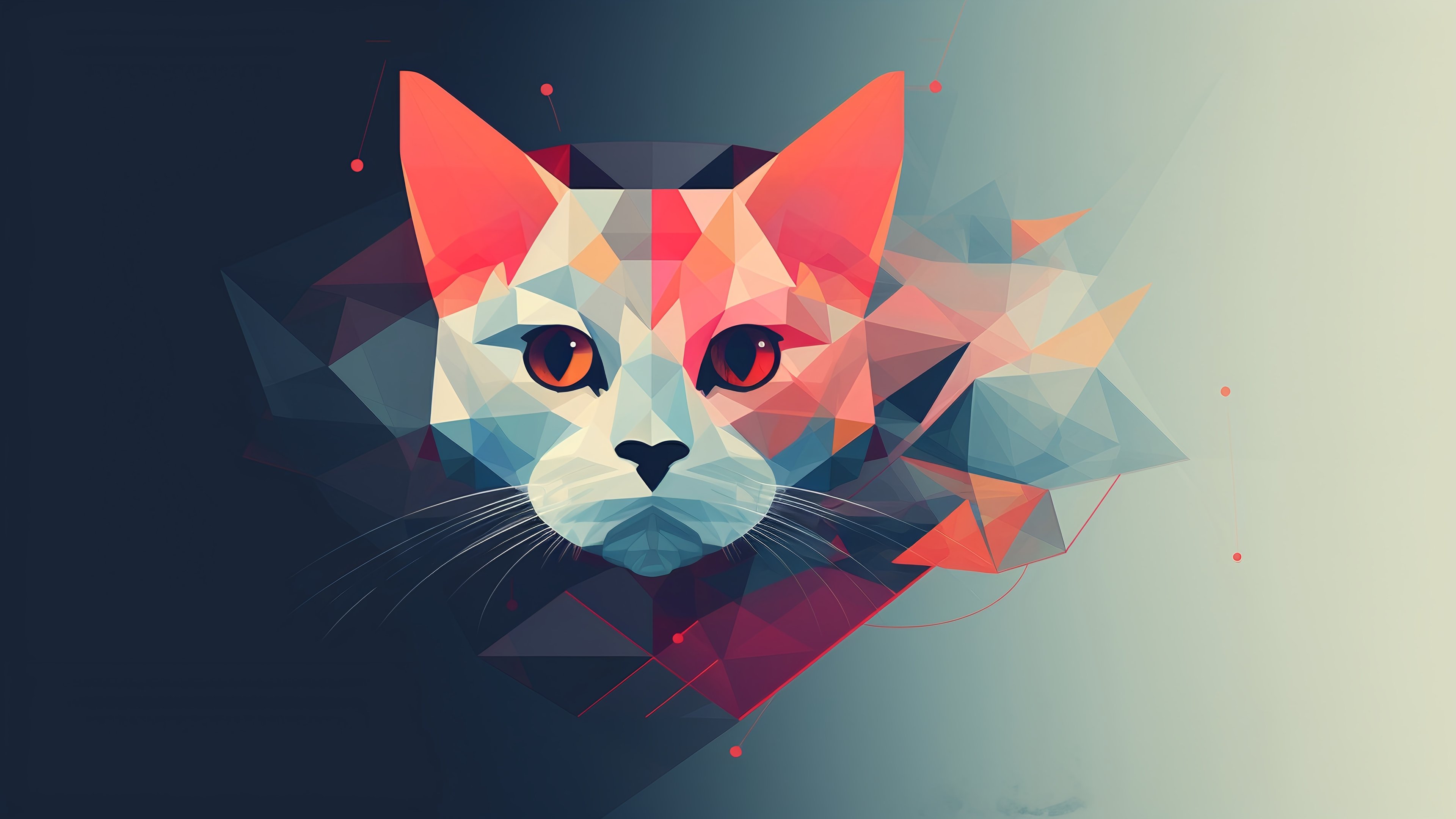 Low poly кот - 4К обои в разрешении 3840x2160