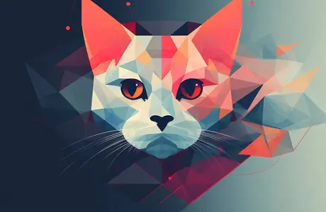 Обои для Apple MacBook 16.2″ (3456x2234): кошка, low poly, усы, глаза