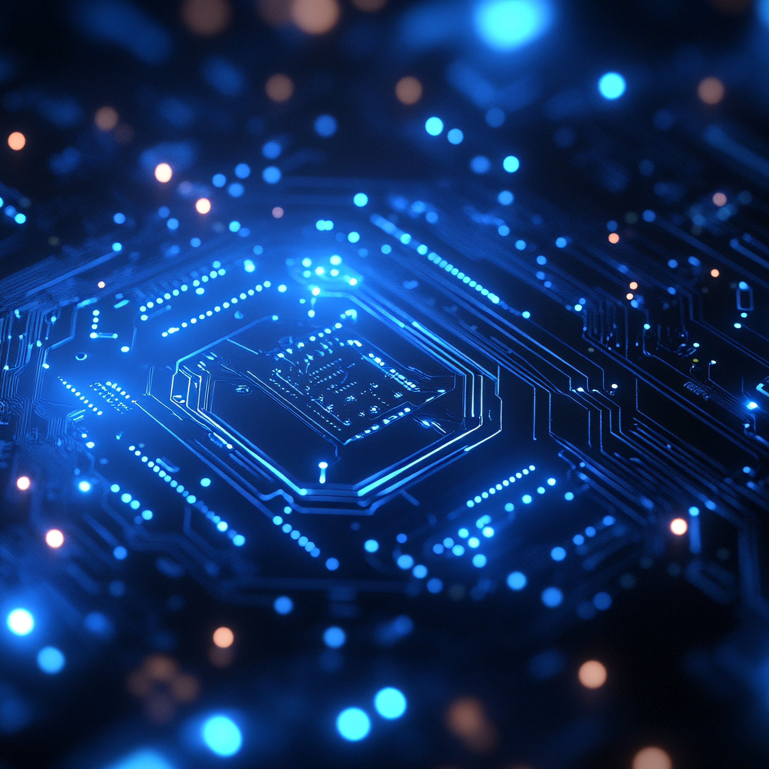 Processor with blue backlight - Wallpapers for Samsung Galaxy Tab S9 FE+/Tab S11, Xiaomi Pad 5, Redmi Pad 2 Pro, POCO Pad in 2560x2560 resolution