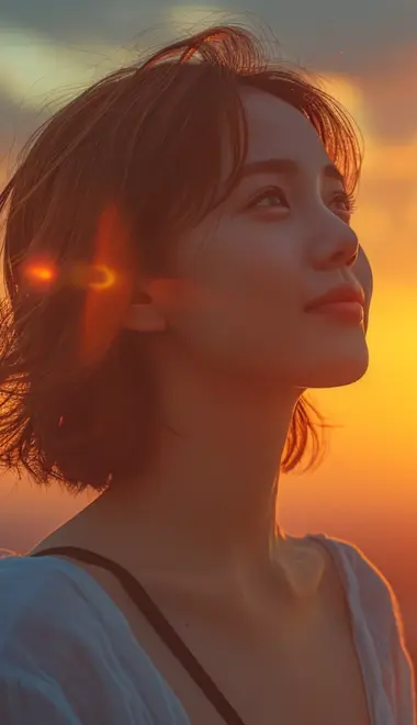 People wallpapers: girl, sunset, sky, sun