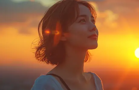 Wallpapers for MacBook Neo (2408x1506): girl, sunset, sky, sun