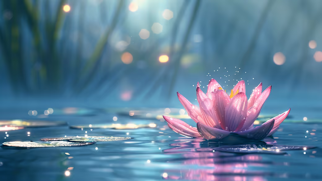 Pink lotus on the water — desktop and phone wallpaper, free download