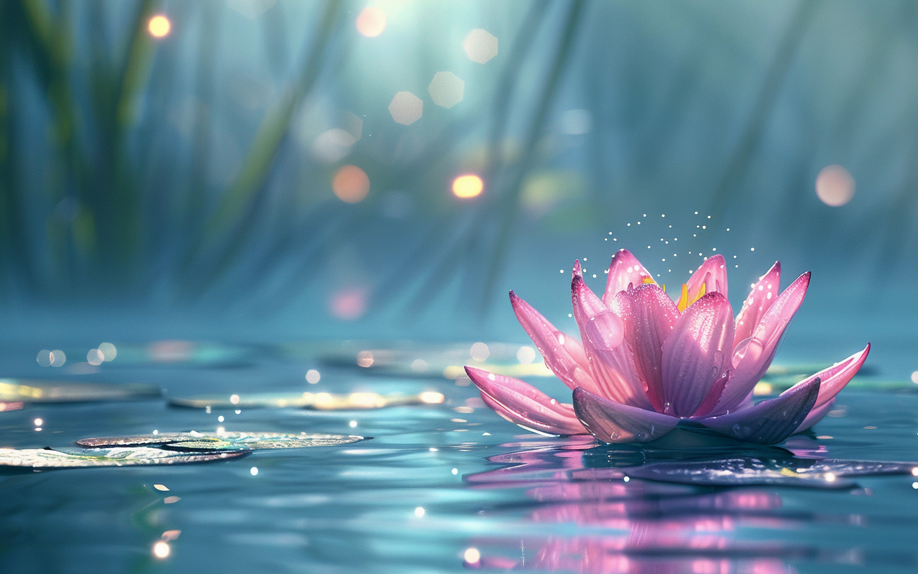 Pink lotus on the water - Wallpapers for Apple MacBook 16″ in 3072x1920 resolution
