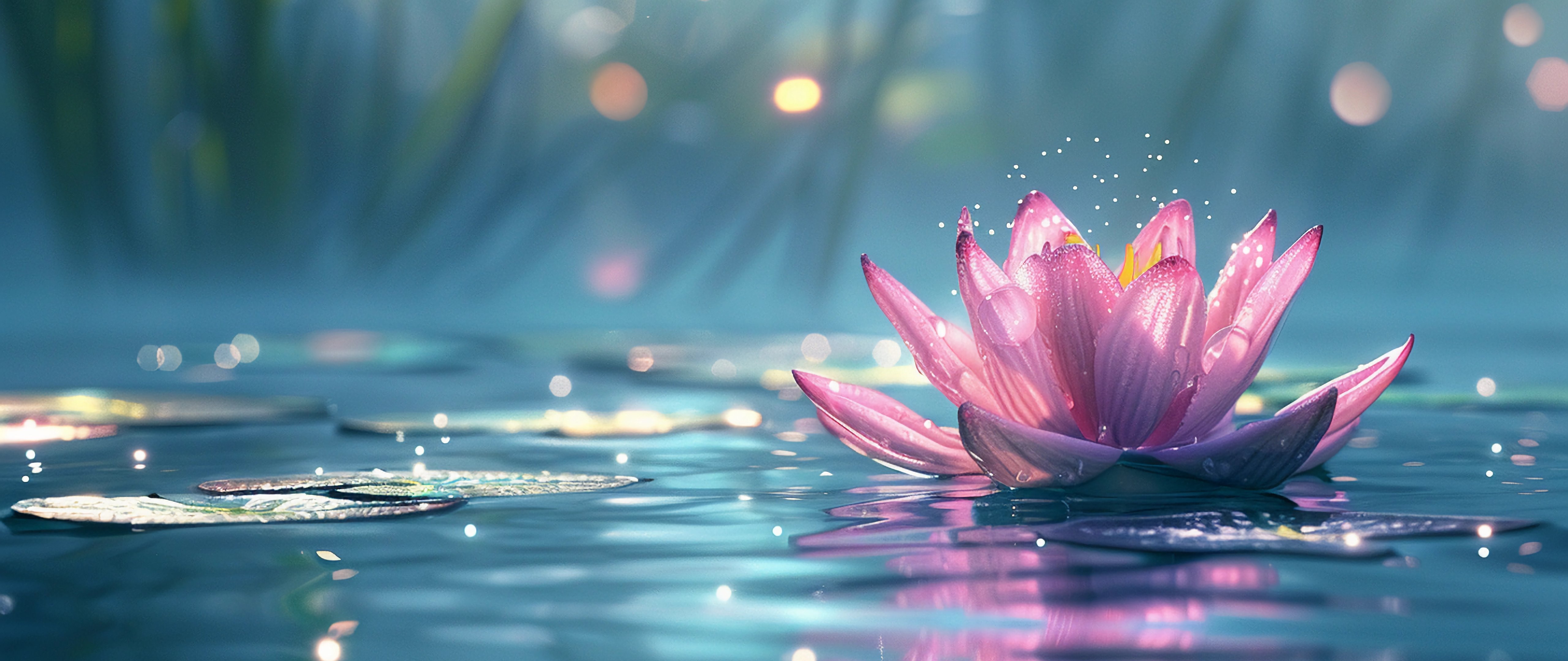 Pink lotus on the water - 5K2K UltraWide 21:9 wallpapers in 5120x2160 resolution