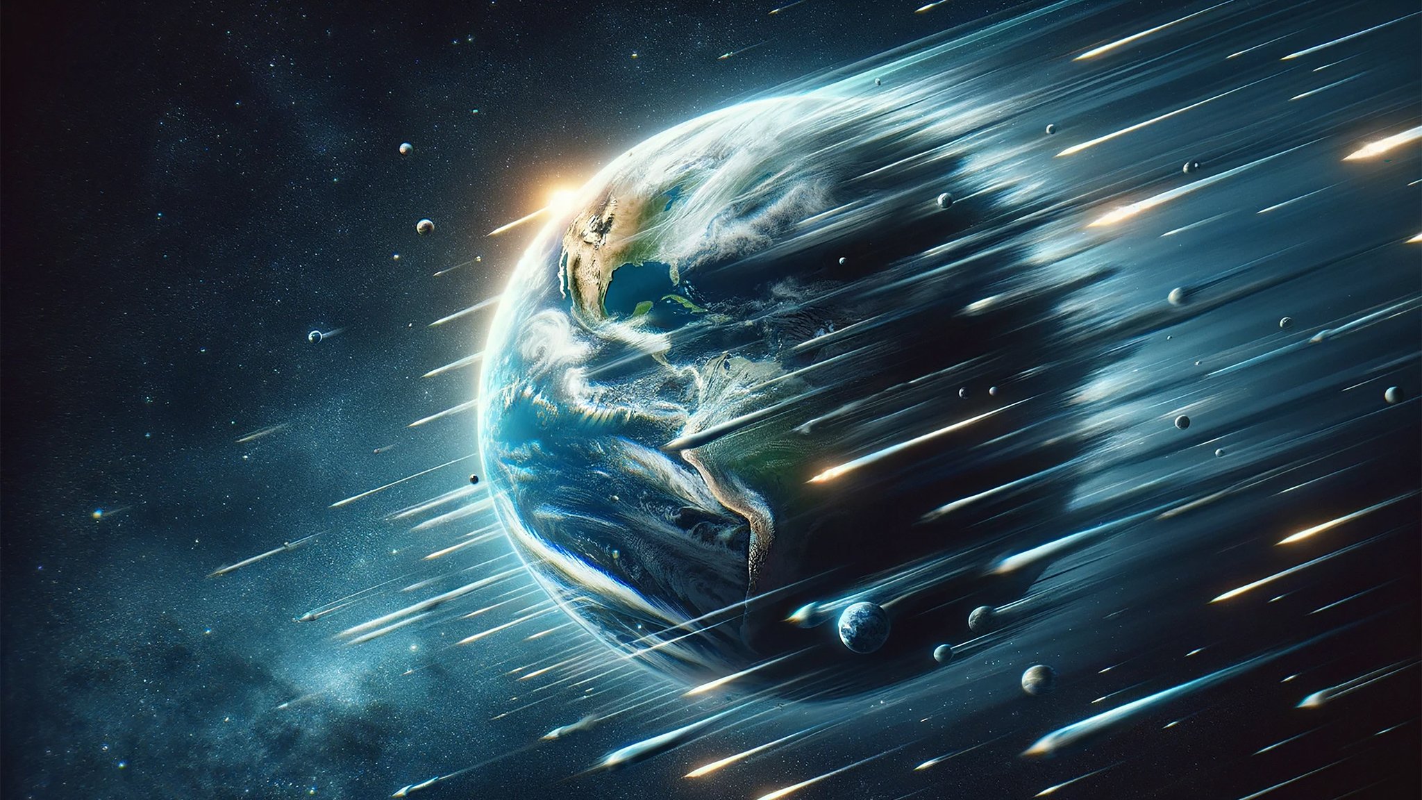 Earth in a meteor shower - QWXGA wallpapers in 2048x1152 resolution
