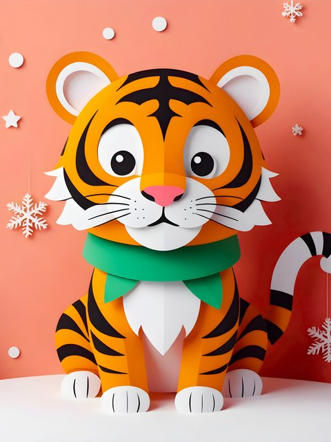 Cute paper tiger - Wallpapers for HTC/BlackBerry in 480x640 resolution