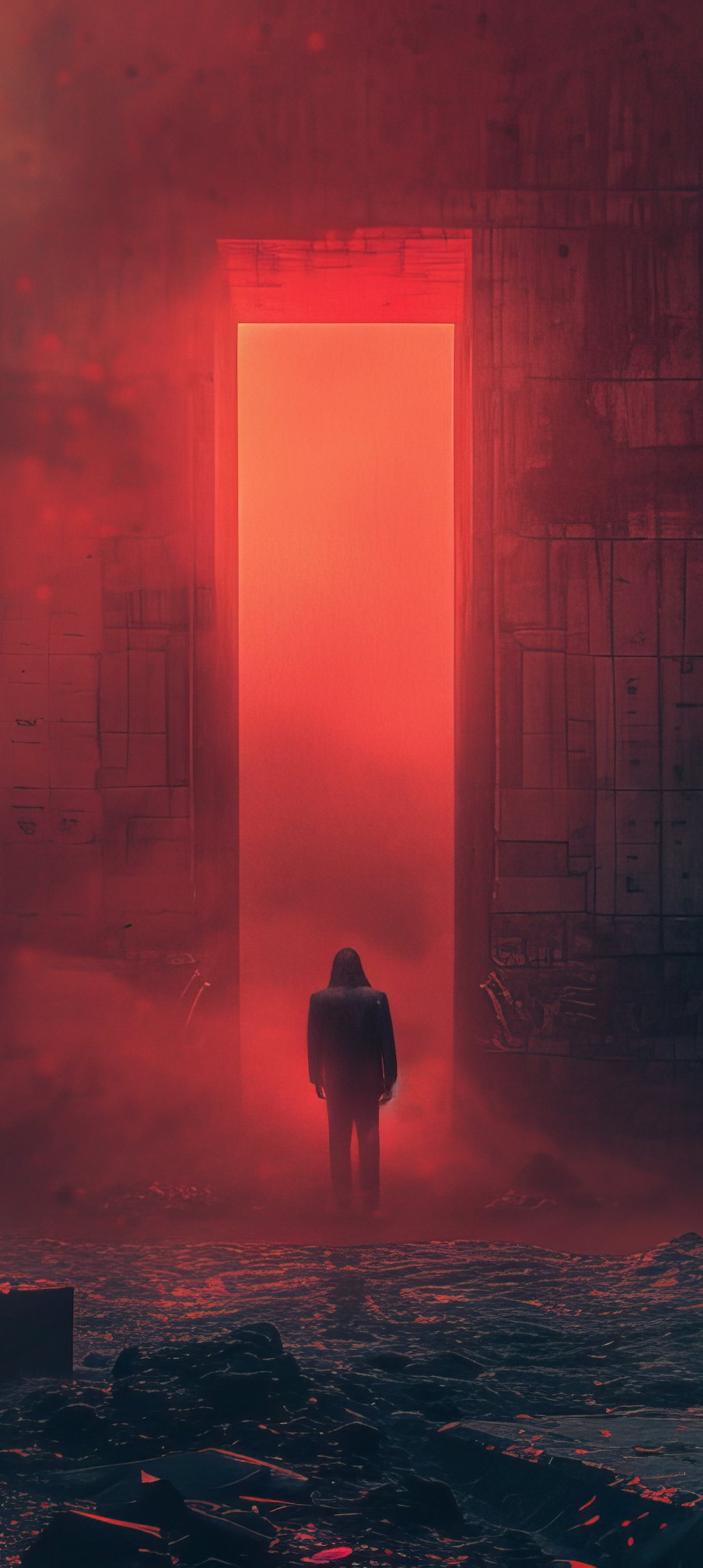 Red portal in the wall - Wallpapers for Samsung Galaxy A13/A14/A53, Realme 12 Pro 5G, POCO M5 in 1080x2408 resolution