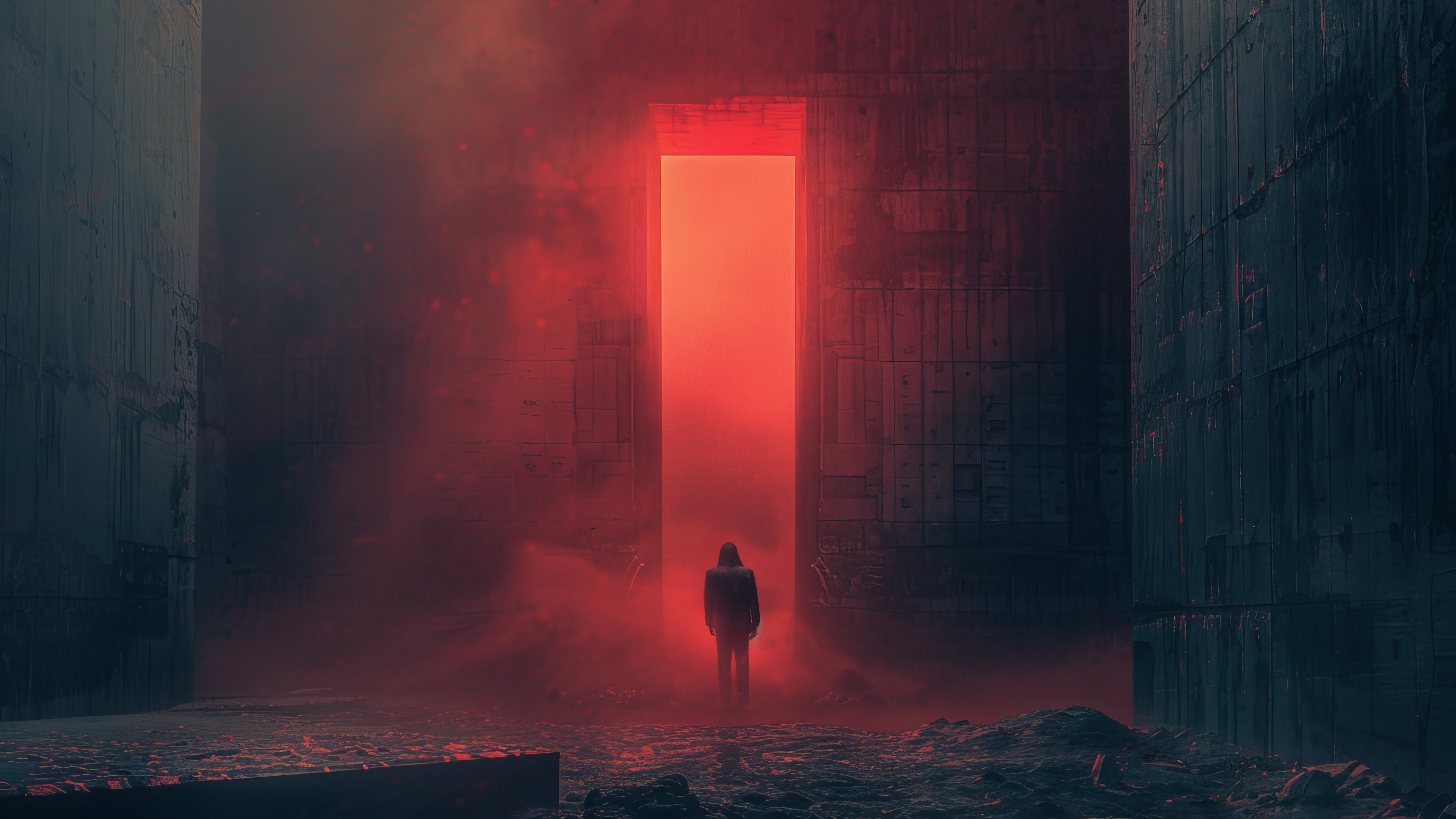 Red portal in the wall - 4K PC Wallpapers in 3840x2160 resolution