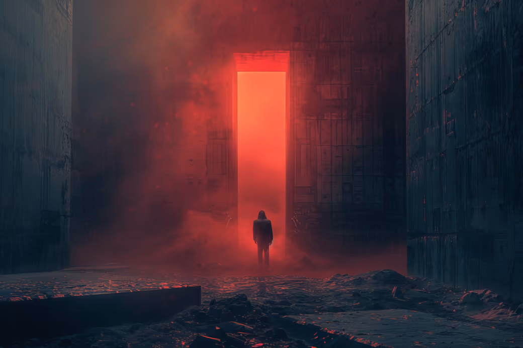 Red portal in the wall - Wallpapers for Apple iPad 1 in 1024x1024 resolution