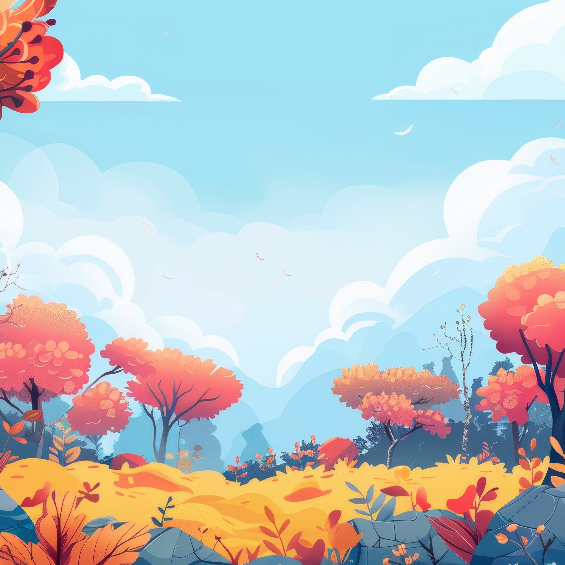 Autumn forest with orange foliage - Wallpapers for iPad mini 8.3″ in 2266x2266 resolution