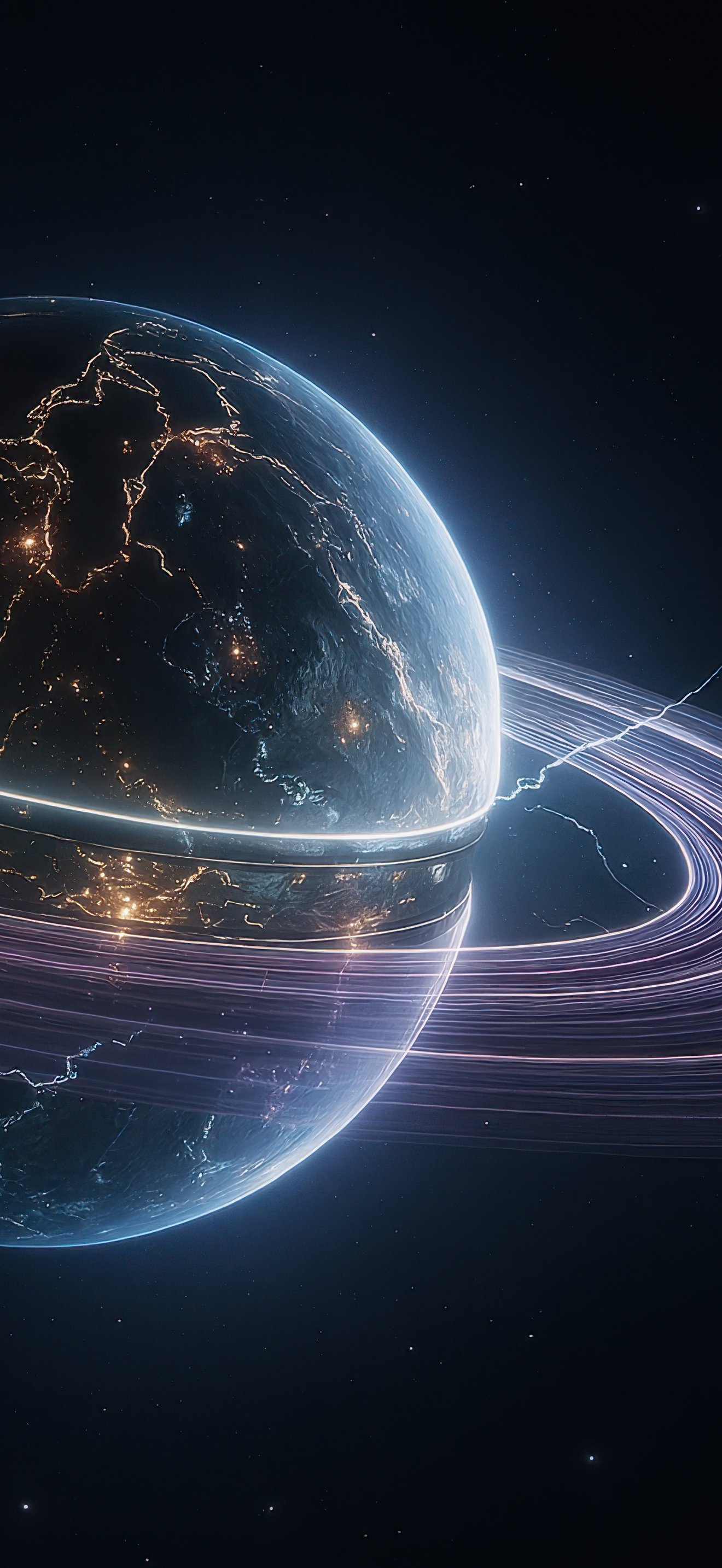 Futuristic planet with rings - Wallpapers for iPhone 17 Pro Max/16 Pro Max in 1320x2868 resolution
