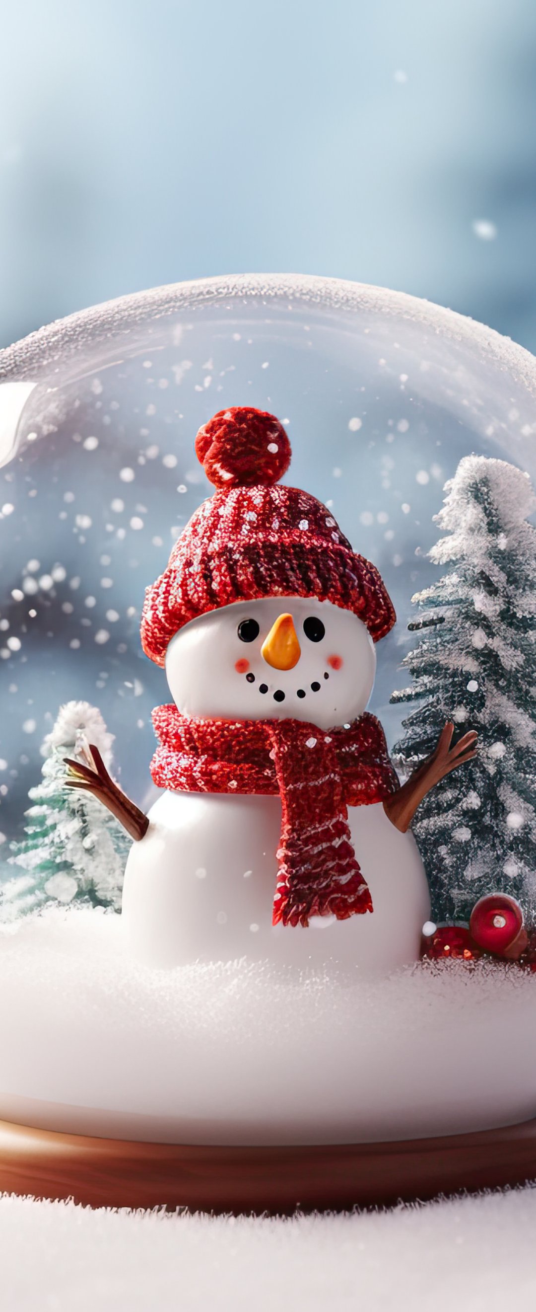 Snowman inside a festive snow globe - Wallpapers for Samsung Galaxy Z Flip6, Motorola Razr 2025 in 1080x2640 resolution