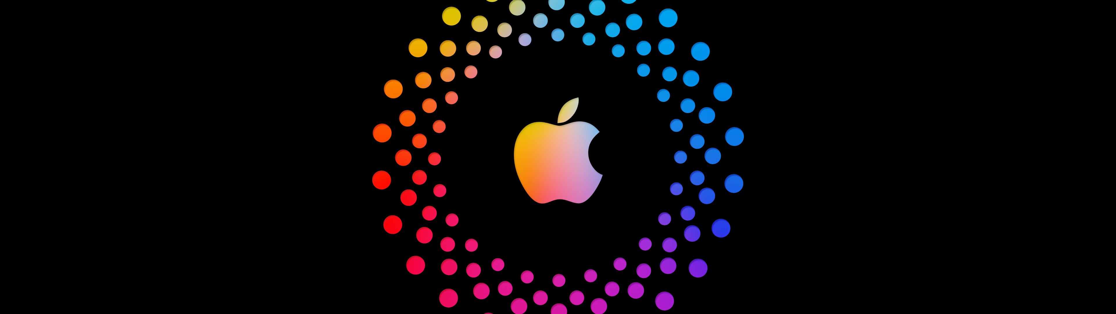 Apple logo with multicolored dots - UltraWide 32:9 wallpapers in 3840x1080 resolution