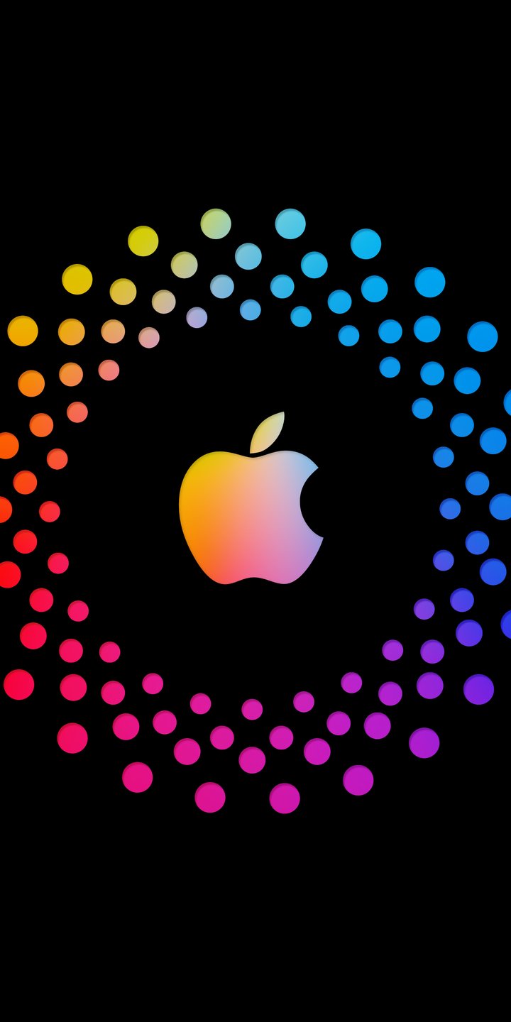 Apple logo with multicolored dots - Wallpapers for Samsung Galaxy A03s, Xiaomi Redmi 7A, POCO C3 in 720x1440 resolution