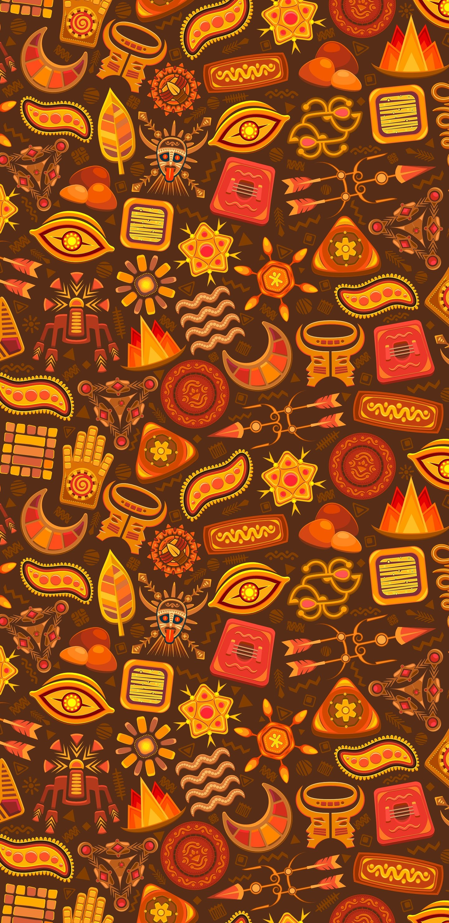 Aztec pattern with cultural symbols - Wallpapers for Samsung Galaxy S8/S8+/Note 8/S9/S9+/Note 9 in 1440x2960 resolution