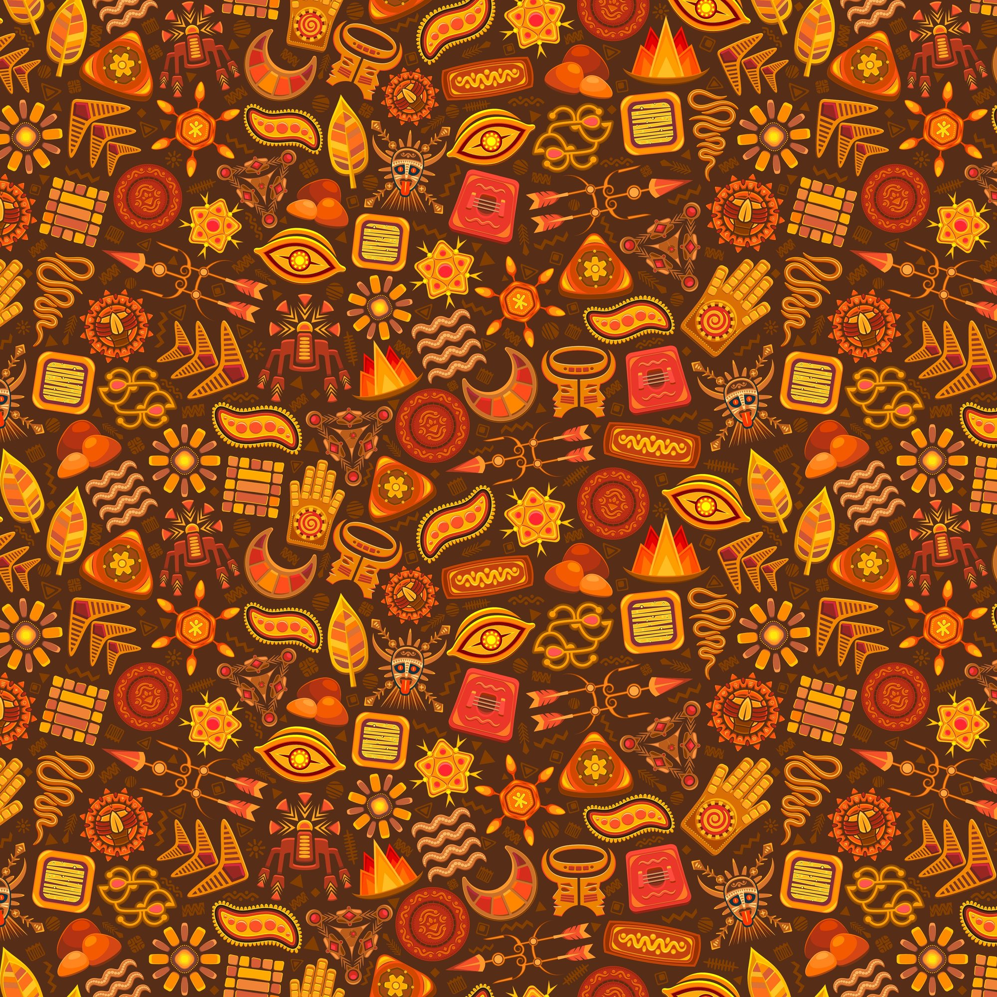 Aztec pattern with cultural symbols - Wallpapers for Samsung/Xiaomi in 2000x2000 resolution