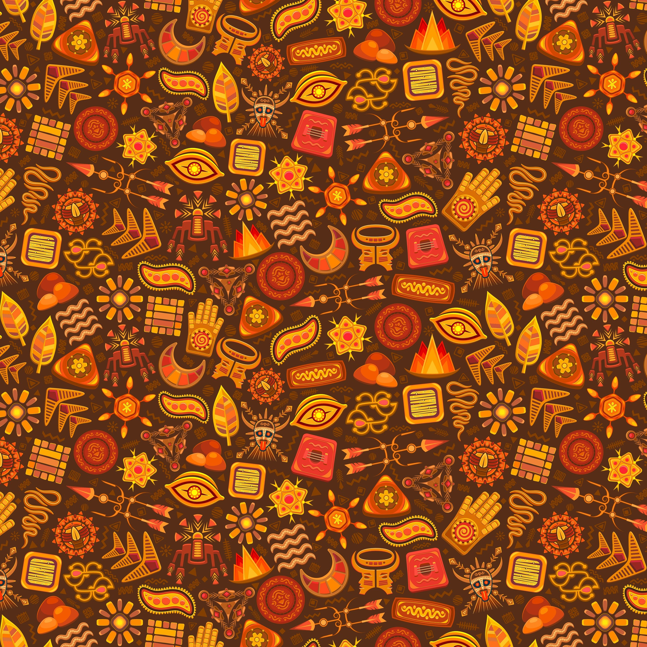 Aztec pattern with cultural symbols - Wallpapers for iPad Pro 12.9″ in 2732x2732 resolution