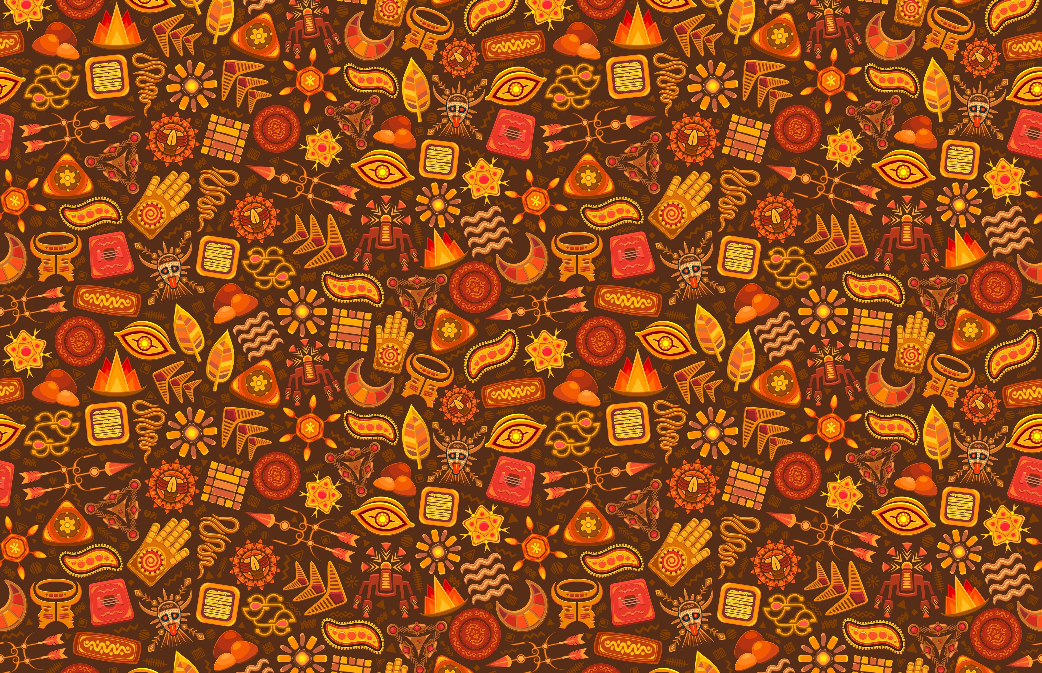 Aztec pattern with cultural symbols - Wallpapers for Apple MacBook 16.2″ in 3456x2234 resolution