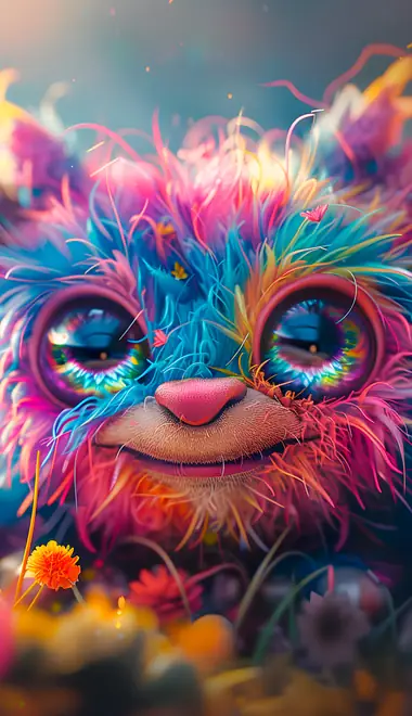Fantasy wallpapers: fantastic creature, fur, flowers, imagination