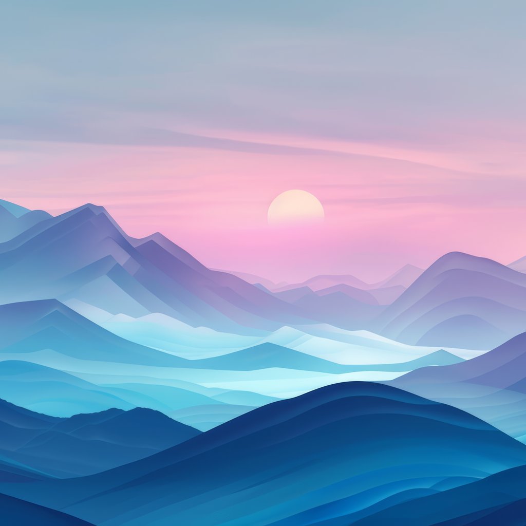 Sunset over layered mountain ridges - Wallpapers for Apple iPad 1 in 1024x1024 resolution