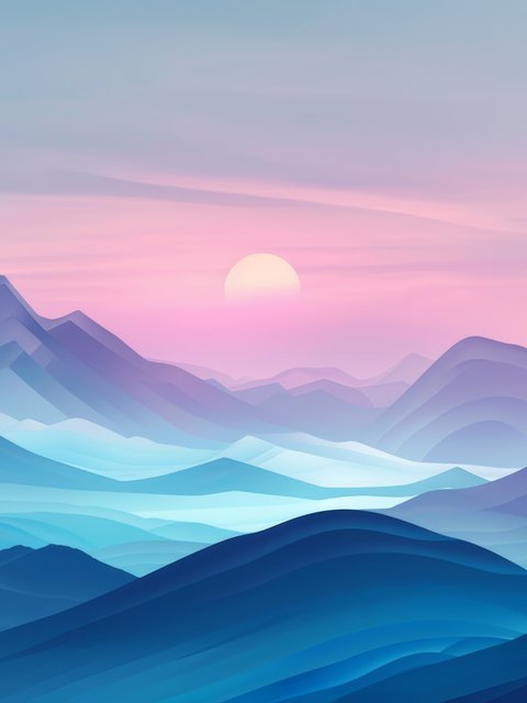 Sunset over layered mountain ridges - Wallpapers for HTC/BlackBerry in 480x640 resolution