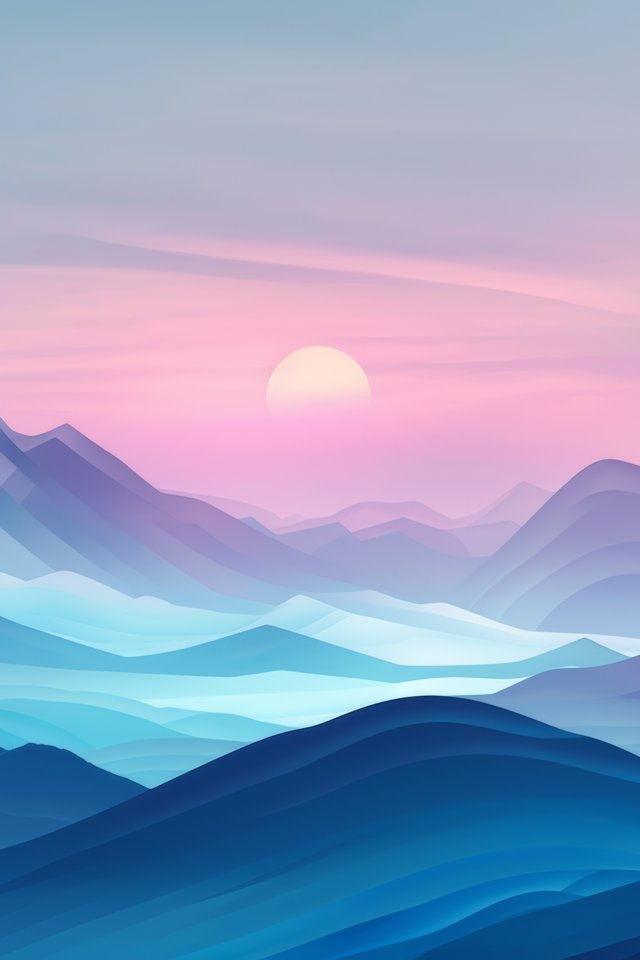 Sunset over layered mountain ridges - Wallpapers for iPhone 4/4S in 640x960 resolution