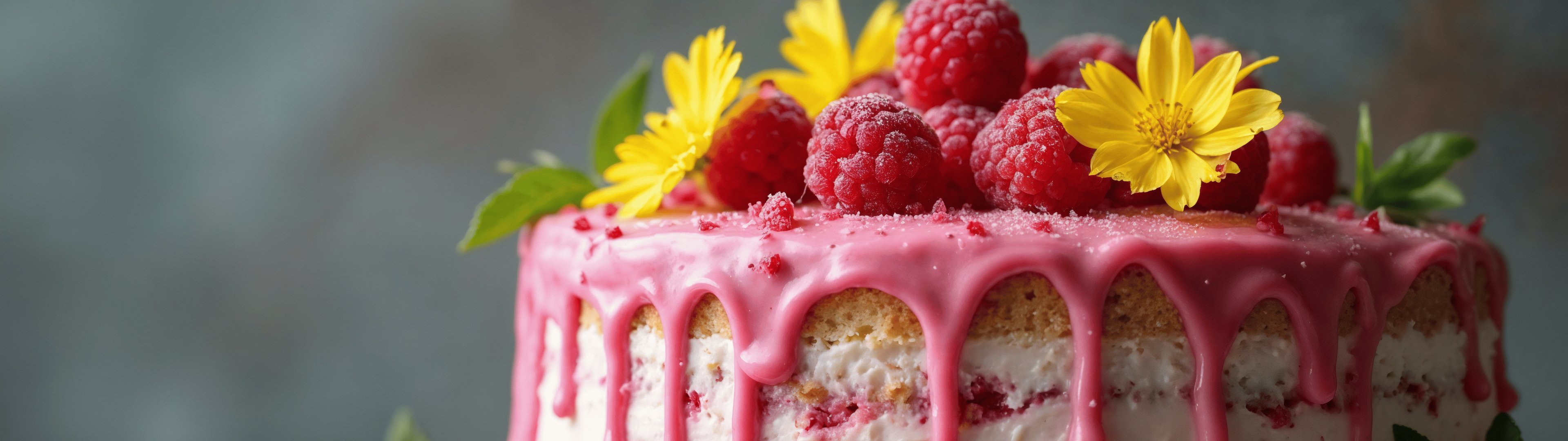 Raspberry cake with pink glaze - UltraWide 32:9 wallpapers in 3840x1080 resolution