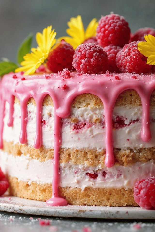 Raspberry cake with pink glaze - Wallpapers for iPhone 4/4S in 640x960 resolution