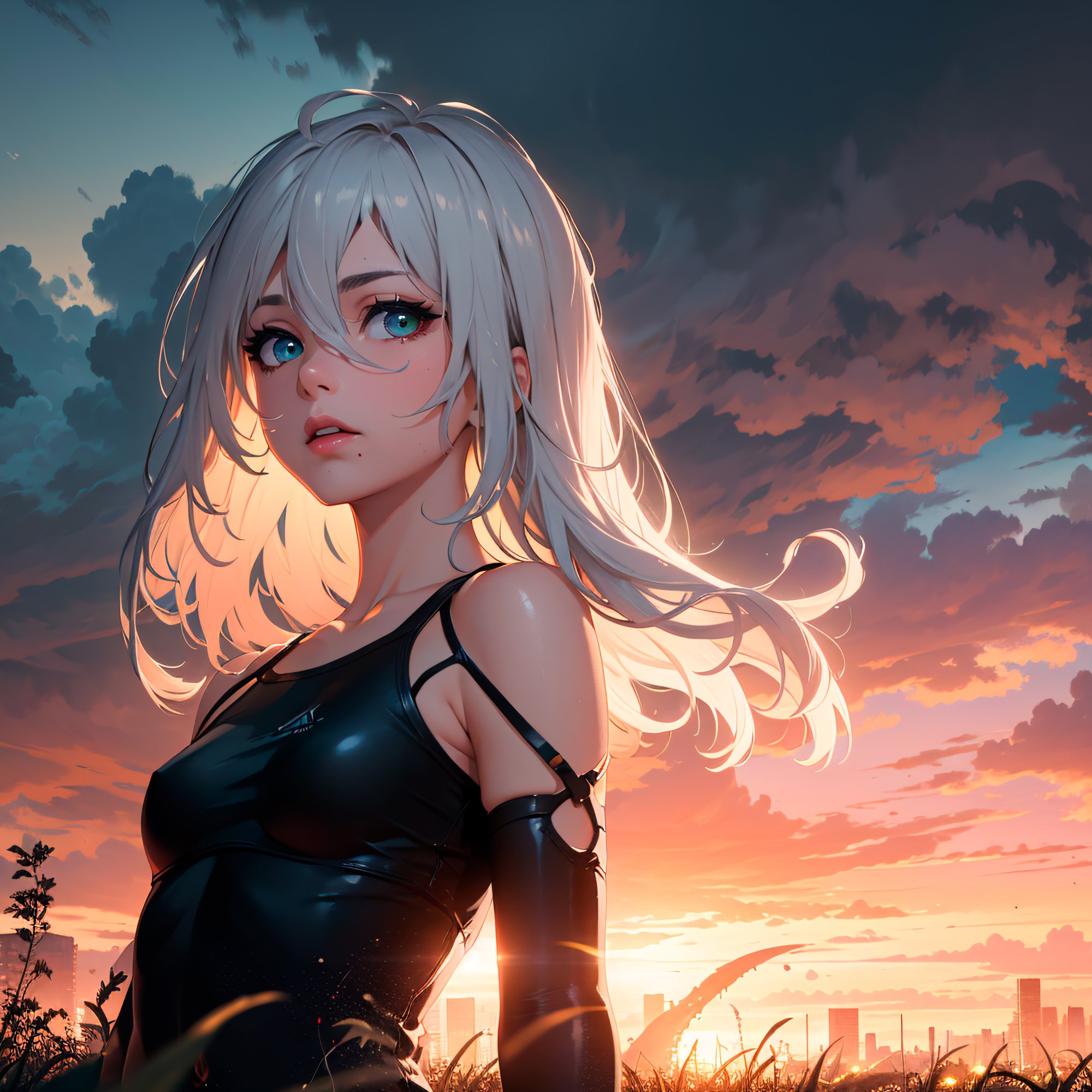 Anime blonde in a black dress - Wallpapers for Samsung/Xiaomi in 2000x2000 resolution