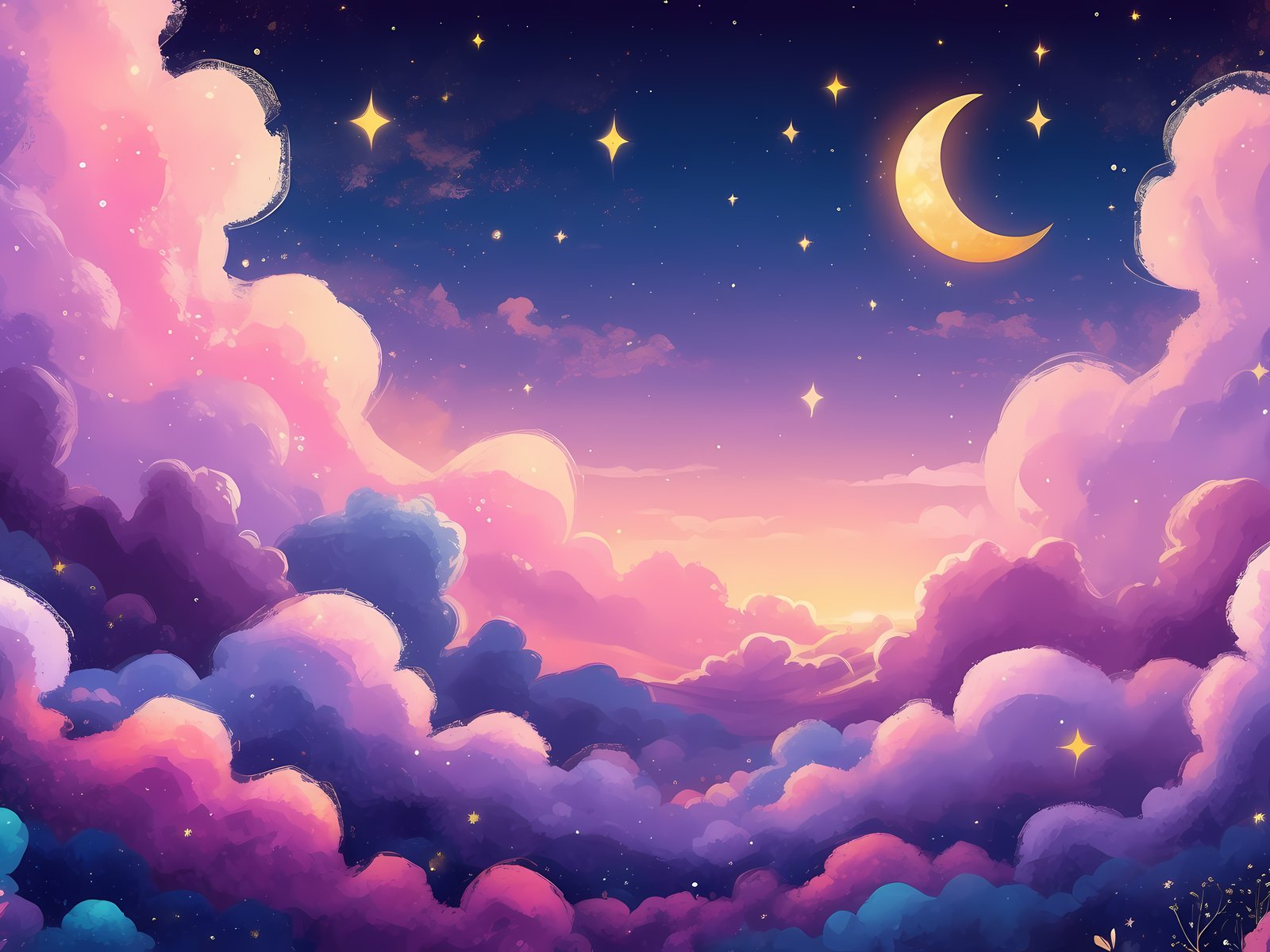 Fabulous landscape with a crescent moon - UXGA wallpapers in 1600x1200 resolution