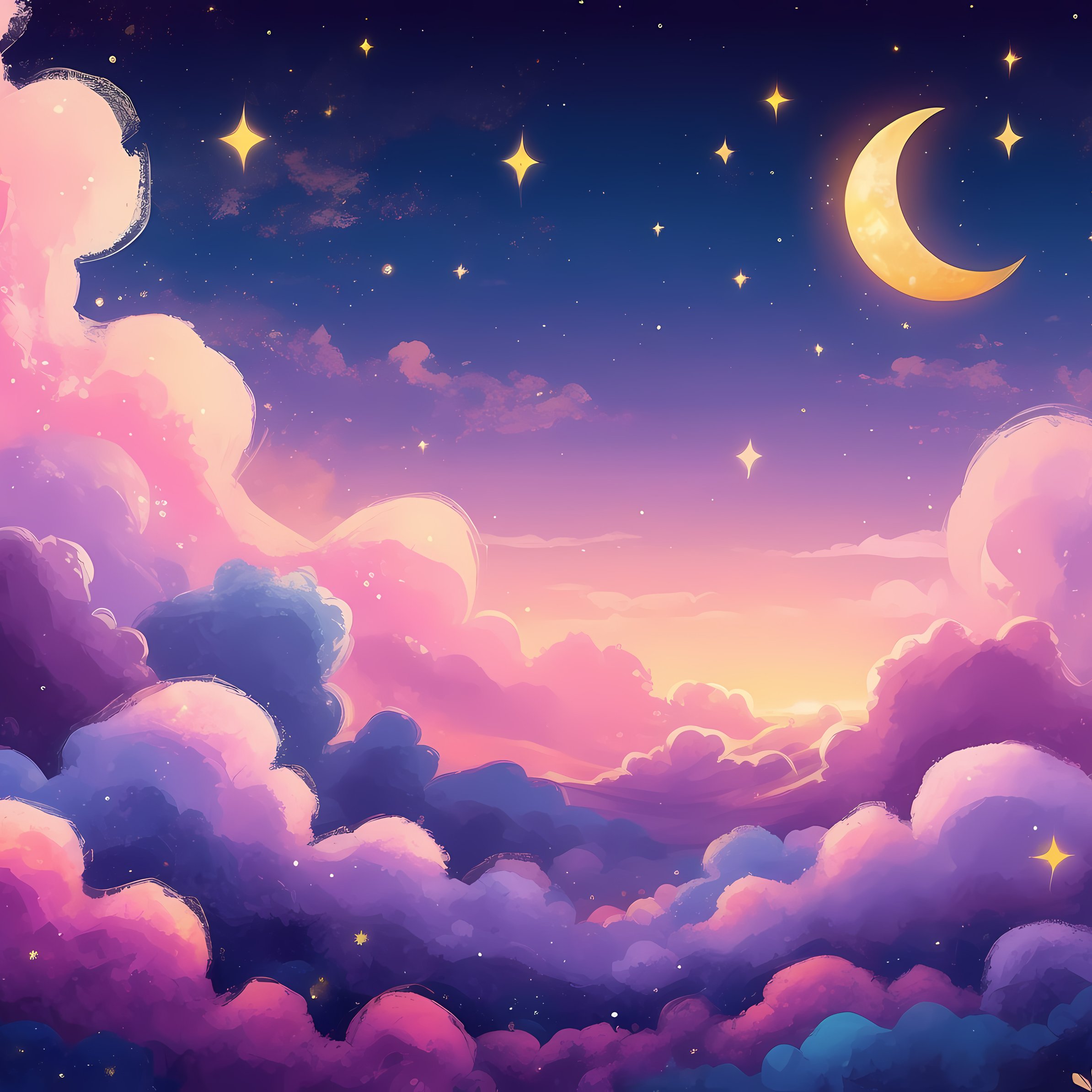 Fabulous landscape with a crescent moon - Wallpapers for iPad Pro 11″ in 2388x2388 resolution