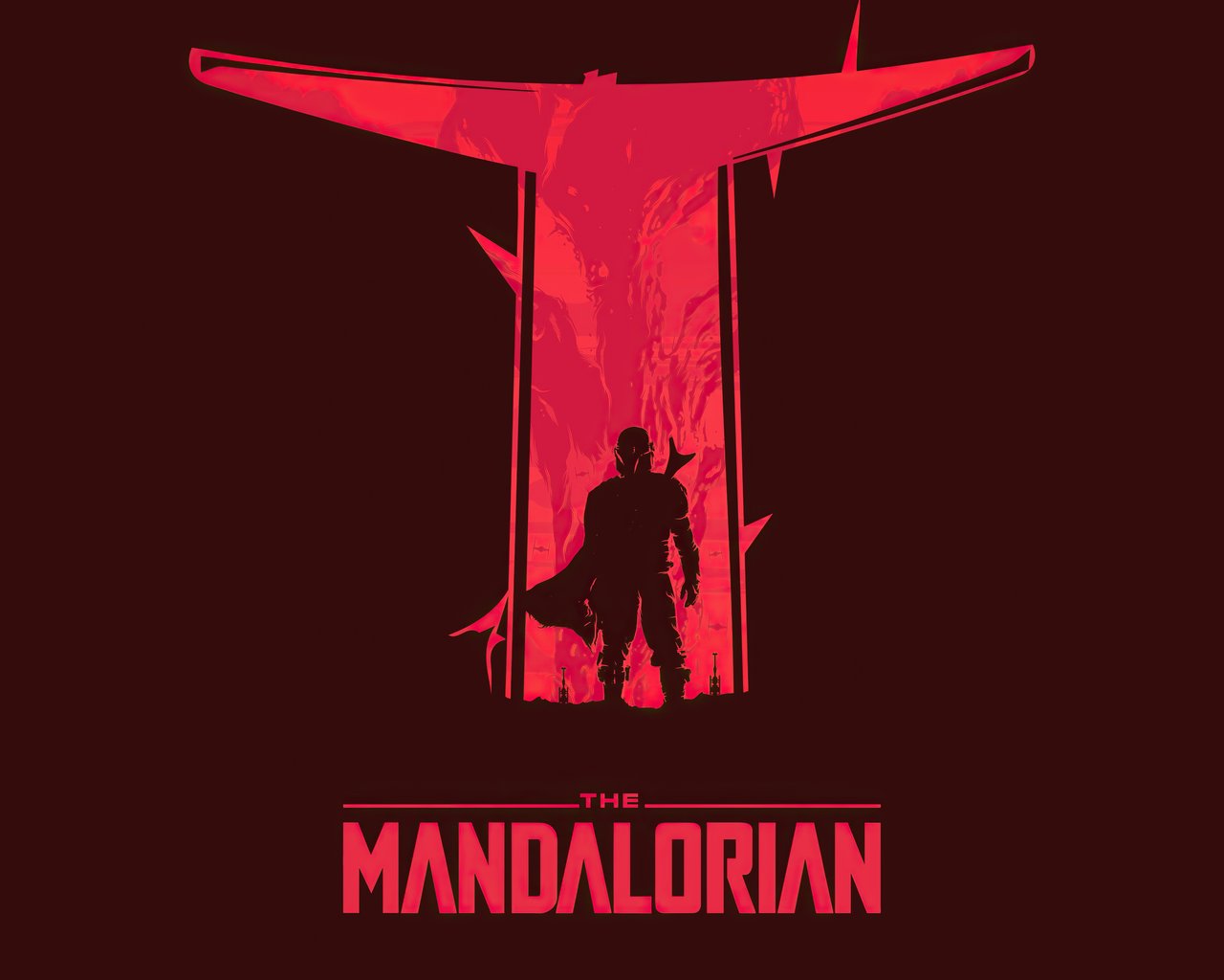 The Mandalorian silhouette with red background - SXGA wallpapers in 1280x1024 resolution