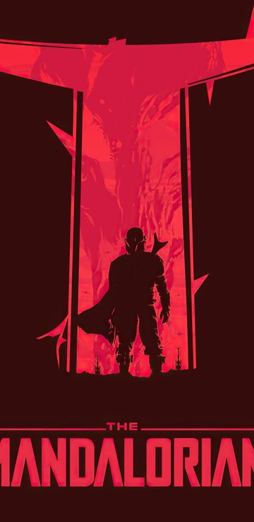 The Mandalorian silhouette with red background - Wallpapers for Samsung in 360x740 resolution