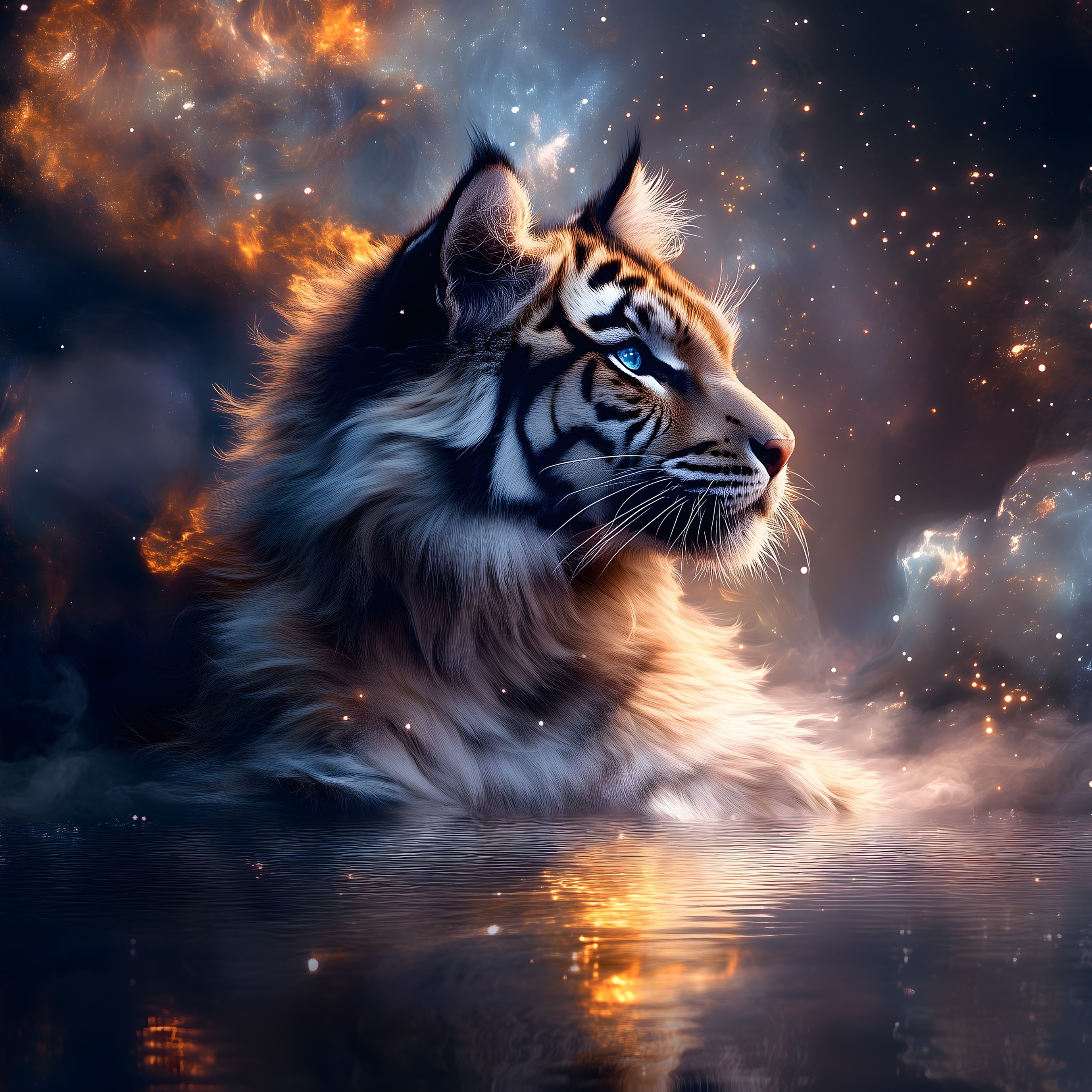 Tiger head with cosmic background - Wallpapers for iPad Pro 13″ in 2752x2752 resolution