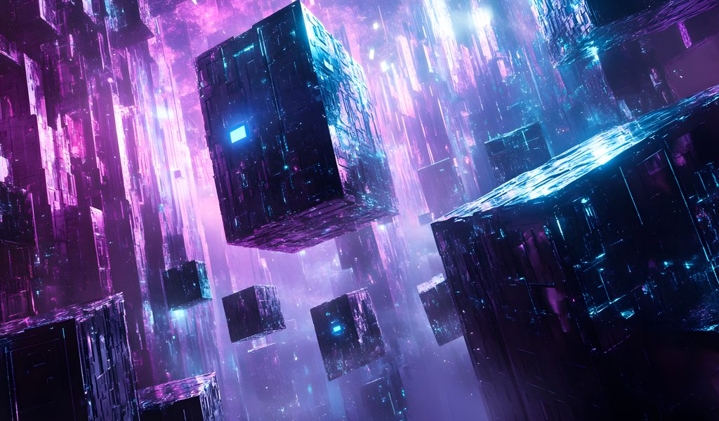 Futuristic floating cubes - WSVGA wallpapers in 1024x600 resolution