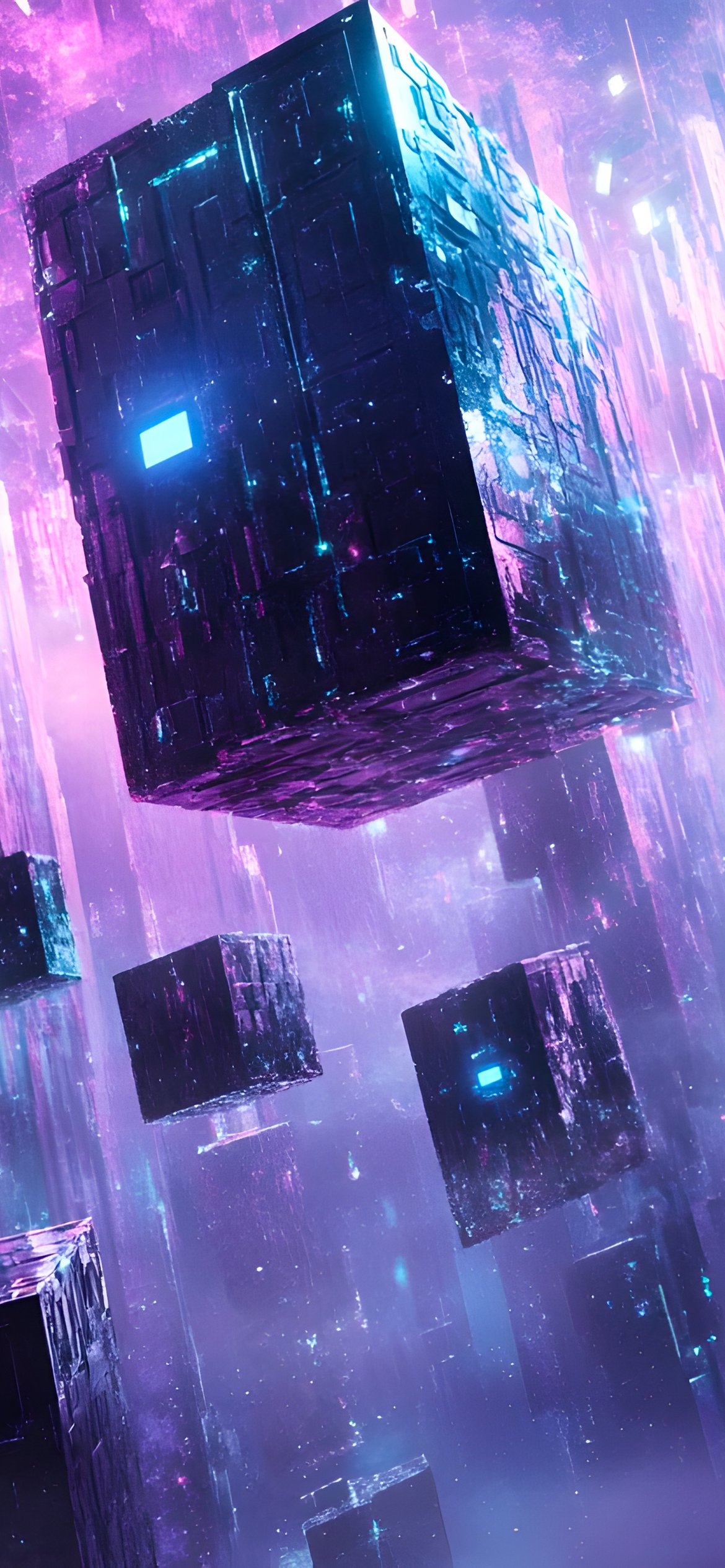 Futuristic floating cubes - Wallpapers for iPhone 12 Pro/13 Pro/14 in 1170x2532 resolution