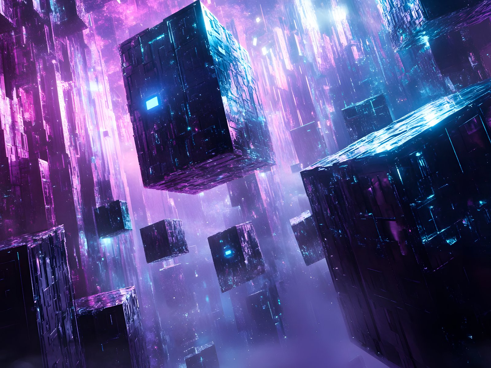 Futuristic floating cubes - UXGA wallpapers in 1600x1200 resolution