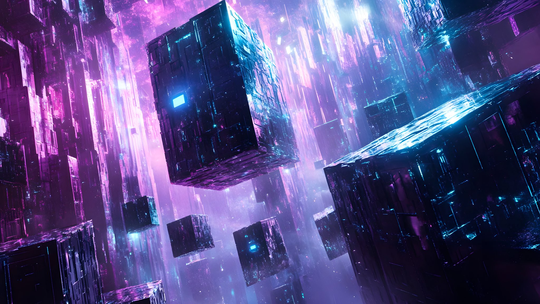 Futuristic floating cubes - QWXGA wallpapers in 2048x1152 resolution