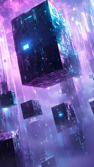 Futuristic floating cubes - Wallpapers for Nokia, Samsung in 360x640 resolution