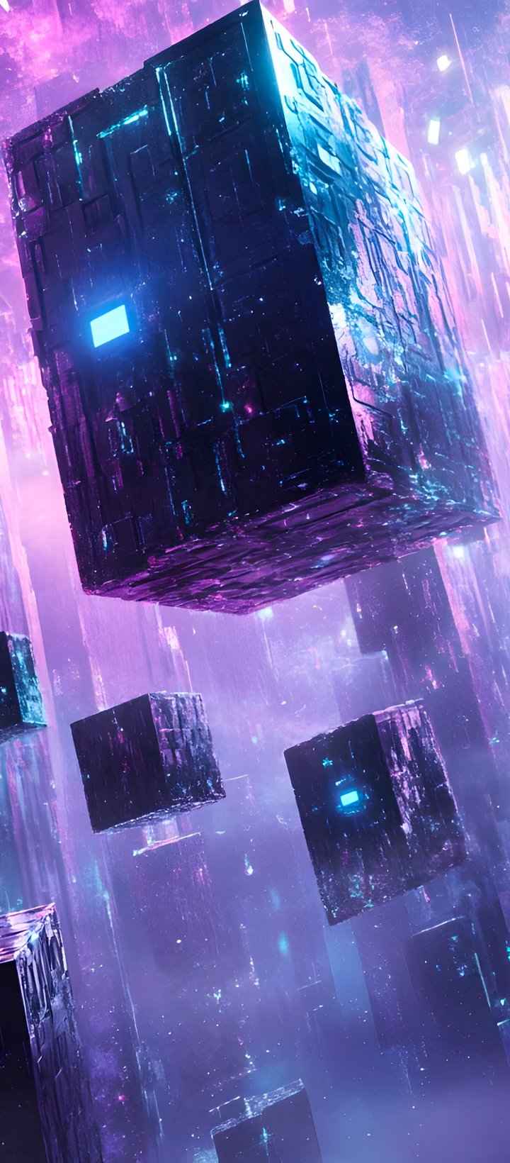 Futuristic floating cubes - Wallpapers for Xiaomi Redmi 14C, POCO C71/C75/M7, Infinix Note 8 in 720x1640 resolution