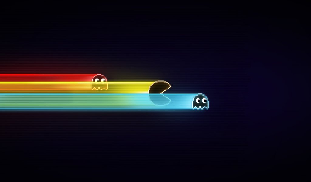 Pacman is haunted by ghosts - WSVGA wallpapers in 1024x600 resolution